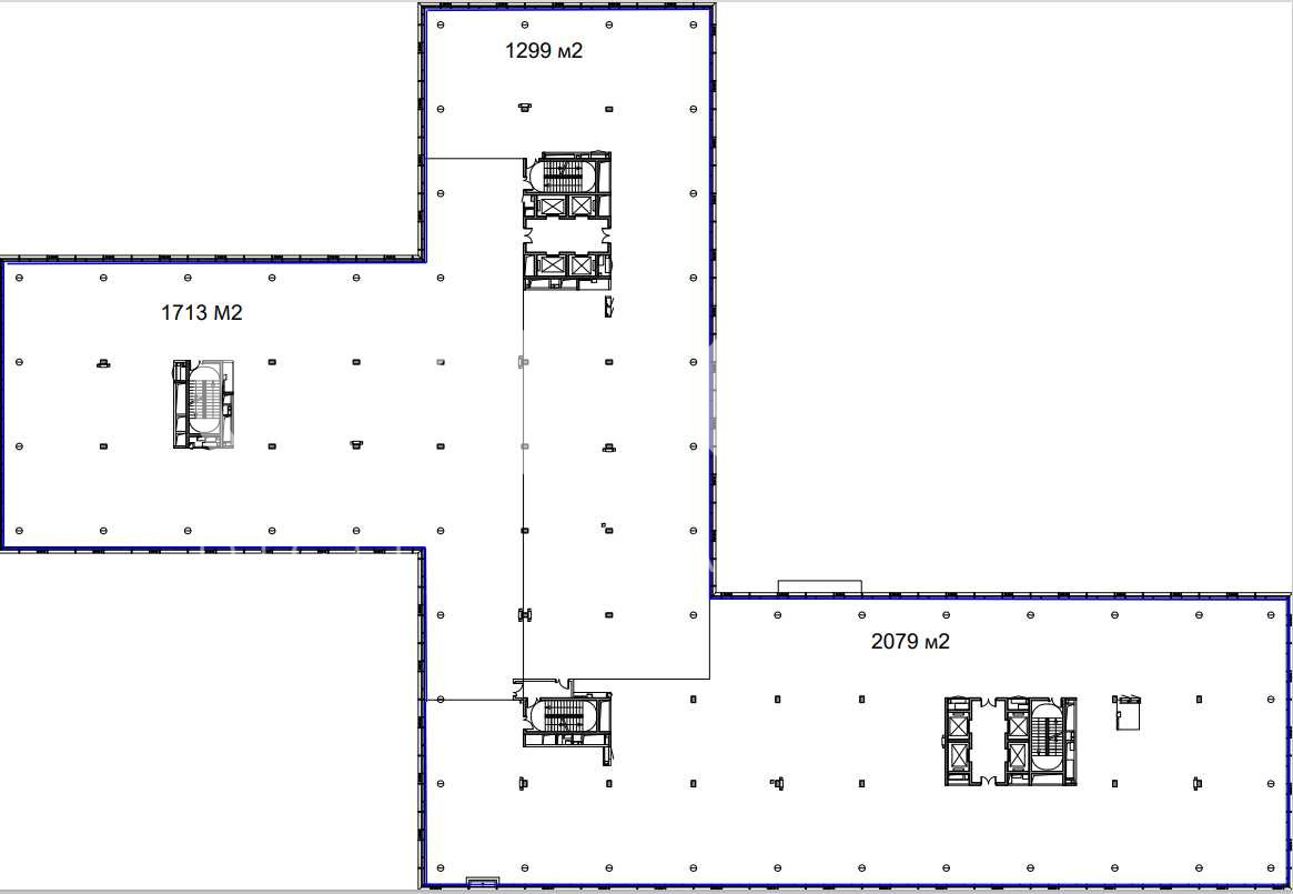 Планировка офиса 1315-5060 м², 2 этаж, Бизнес-центр «КомСити» фаза «Браво»